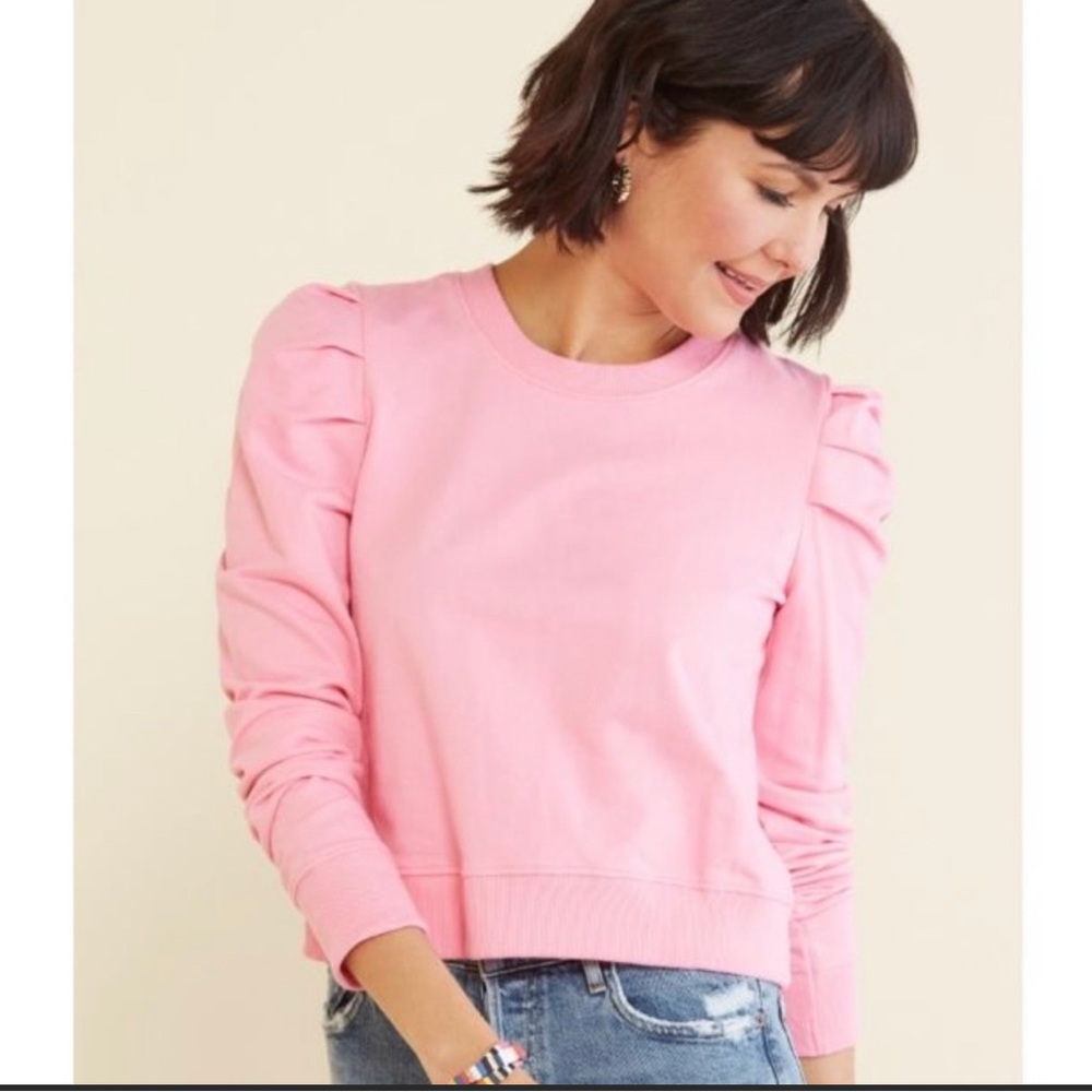 RD Style Pink puff sleeve crop sweater